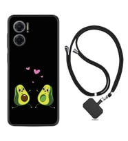 Xiaomi Redmi Note 11E Kılıf Silikon Boyun Askılı İpli Desenli Silikon Aşık Avokadolar 1642