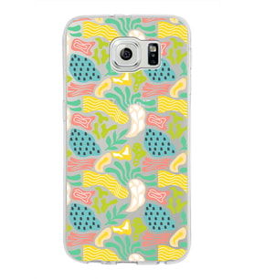 Samsung Galaxy S6 ile Uyumlu 1mm Kapak Memphis Desen Tasarımlı Şeffaf Silikon Kılıf