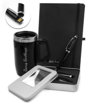 Kişiye Özel Çelik Bardak Termos & Kişiye Özel USB Kalem & Kişiye Özel Defter Hediye Seti