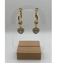 Arnes Jewelry Çelik Sallantılı Zirkon Taşlı Kalpli Küpe (Gold)