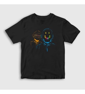 Presmono Unisex Çocuk Siyah Hello Daft Punk T-Shirt 59621tt