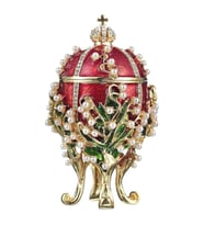Faberge Yumurta Swarovski Taşlı Lüks Mücevher Kutusu Kırmızı 8 cm (Karışık)