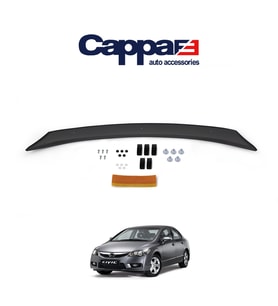 CAPPAFE Honda Civic 8 Ön Kaput Koruyucu Rüzgarlık 4mm Parlak Siyah 2006-2012