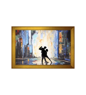 Dans Soyut Motifli Kanvas Tablo 50 x 70 cm Gold Çerçeve