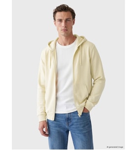 LC WAIKIKI Bej Kapüşonlu Erkek Fermuarlı Sweatshirt