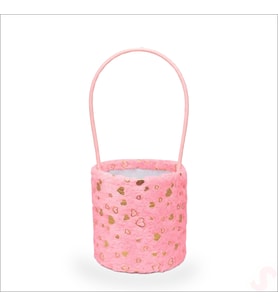 Hortum Saplı Kalpli Pembe Pelüş Kutu Orta Boy - 14 cm