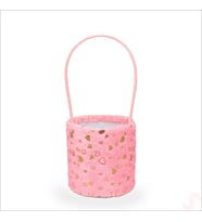 Hortum Saplı Kalpli Pembe Pelüş Kutu Orta Boy - 14 cm