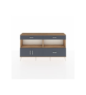Arges Konsol 2 Raflı 3 Çekmeceli 2 Kapaklı 176x30x99 Çam-Antrasit