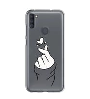 Samsung Galaxy M21 Uyumlu Kalp Desenli Şeffaf Telefon Kılıfı