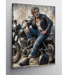 Kanvas Tablo Motorcu Adam
