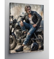 Kanvas Tablo Motorcu Adam