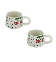 Kupa Bardak Seramik Vişne Desenli 2'li Set 200 Ml