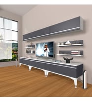 Decoraktiv Eko 8Y Mdf Silver Tv Ünitesi Tv Sehpası (Beyaz - Antrasit)