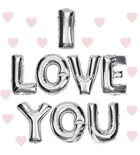 I Love You Folyo Balon Gümüş Renk 35 CM