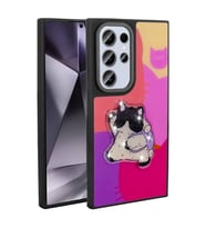 Lexroo Galaxy S24 Ultra Kılıf Parlayan Kabartmalı İkonik Figürlü Amas Silikon Kılıf - Mor