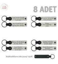 Karne Hediyesi İçin Tüm Sınıfa Özel, 8' li Set, Hediyelik Hatıra Anahtarlığı, Beyaz & Siyah