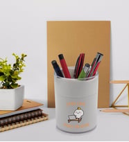 BK Gift Şimdi Çalış Sonra Ağlarsın Tasarımlı Beyaz Akrilik Kalemlik - Model 1