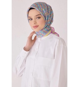 Belli Tivil İpek Eşarp 4052-87 Pembe Karışık Desen