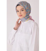 Belli Tivil İpek Eşarp 4052-87 Pembe Karışık Desen