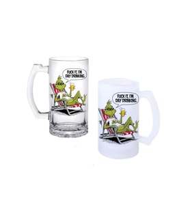 Ghostbastır Design Grinch Kulplu Bira Bardağı Buzlu veya Şeffaf Seçenekli 084