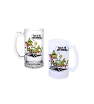 Ghostbastır Design Grinch Kulplu Bira Bardağı Buzlu veya Şeffaf Seçenekli 084