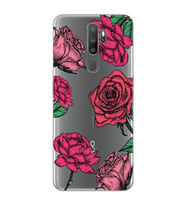 Oppo A5 2020 / A9 2020 Uyumlu Gül Desenli Şeffaf Telefon Kılıfı