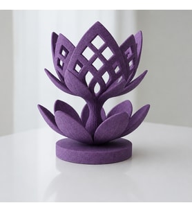 3D Baskı Lotus Çiçeği Mumluk - Dekoratif Tealight Mumluk-Mor