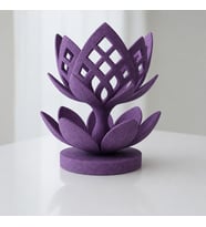 3D Baskı Lotus Çiçeği Mumluk - Dekoratif Tealight Mumluk-Mor