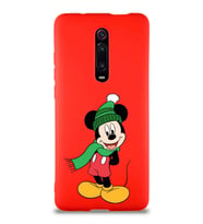 Xiaomi Redmi K20 Soft Premier Kapak Mickey Mouse-G Tasarımlı Silikon Kılıf - Kırmızı (Şeffaf)