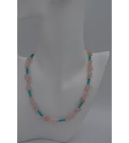 STONEAGE PEMBE KUVARS VE TURKUAZ TAŞLI KOLYE (Altın / Dore)
