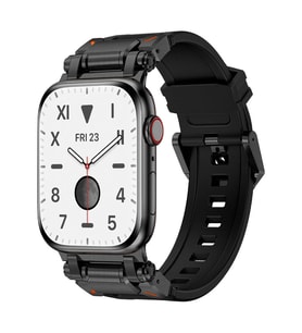 Apple Watch 42mm Uyumlu Zore KRD-101 Titanyum Metal Başlıklı Silikon Kordon