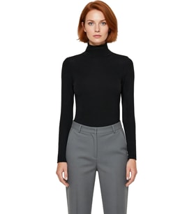 Kadın Casual Günlük Esnek Vücuda Oturan Balıkçı Yaka Uzun Kollu Örme Bluz Cool & Comfort Tarzıyla