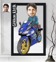 Kişiye Özel 3D  Ahşap Tablo Motorcu Erkek 30x40 -1
