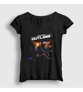 Presmono Kadın Siyah Oyun Star Wars Outlaws T-Shirt 476931tt