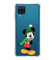 Samsung Galaxy A12  Köşe Korumalı Antişok Kapak Mickey Mouse Tasarımlı Şeffaf  Kılıf