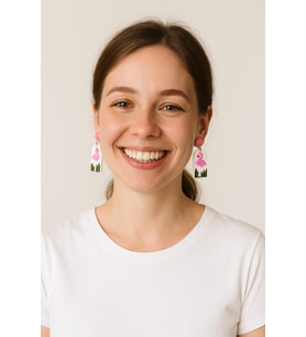 Pink Flamingo El Yapımı Küpe