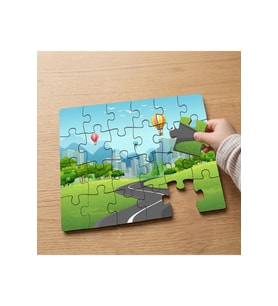 Şehrin Üstünde Renkli Balonlar Tasarımlı 24 Parça Ahşap Çocuk Puzzle MPK1178