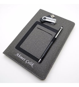 Wings SG155 İsme Özel Siyah Kanguru Defter + 16GB Usb Bellek + Touch Kalem Set  Hepsi İsme Özel