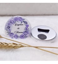 30 Adet Söz Hediyeliği Buton Açacak Magnet  Sarı Çiçekliı Uv Baskılı-