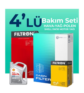 Filtron Citroen C3 Aircross 1.2 Benzinli Filtre Bakım Seti Shell Motor Yağlı (2017-2023) 4 Lü