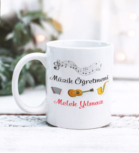 Müzik Öğretmeni Tasarımlı Kişiye Özel Kupa Bardak (Beyaz)