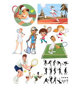 Tenis Sticker Set 20 Parça Telefon, Tablet, Defter, Laptop Sticker