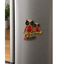 Magnet Baykuş Figürlü Türkiye Hatıra Buzdolabı Süsü Taşlı Metal Dekoratif Magnet 7x6 cm