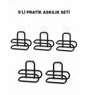 Siyah Metal Wc Kağıtlık Yapışkanlı Tuvalet Kağıdı Rulo Tutucu 5 Adet Avantajlı Set