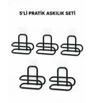 Siyah Metal Wc Kağıtlık Yapışkanlı Tuvalet Kağıdı Rulo Tutucu 5 Adet Avantajlı Set