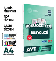 2027 YKS-AYT MEBİ-OGM Sosyoloji Pratik Konu Özet Kitabı RENKLİ A4 Boyut Görsel Destekli BASKI ÜCRETİ