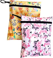 2 Adet, 37 x 30 Cm, Mom ve Summer Desen, Sıvı Geçirmeyen Çok Amaçlı Çanta, Ekonomik Set, Yıkanabilir, Fermuarlı Tote Bag
