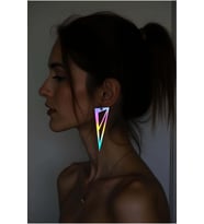Rainbow Reflektörlü Üçgen Küpe, Şık Lazer Kesim Küpe