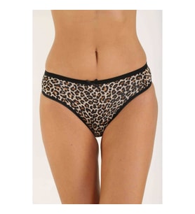 Leopar Desenli Likralı Yumuşak Dokulu Kadın Slip Külot