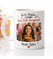 Doğum Gününe Özel Fotoğraflı Kupa, İsim ve Mesaj Yazılı Kişiye Özel Hediye Kupası